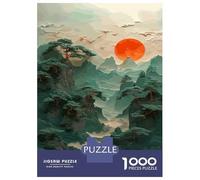 Green Forest 1000 Piece Jigsaw Puzzle, Historic Square Architecture, Thick Cardboard Pieces for Travel Lovers, Mindful Activity, Paper Board, 52x38cm/1000pcs