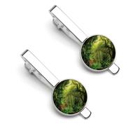 Green Forest 2 Pcs Tie Clips for Men Necktie Tie Bar