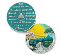 Green Forest 24 Hours Sobriety Coin - Recovery Sun 24 Hour AA Coins - Mountain Tree Road NA AA Chips and Medallions - 1-20 Prime Sobriety Chip Alcoholics Anonymous Gifts for Men Women