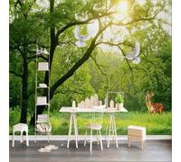 Green Forest Fawn Flying Bird Swan 3D Wallpaper Luxury Home Dining Decor Paste Sofa Living Room The Wall for Bedroom Mural-200cm×140cm