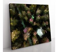 Green Forest n Sweden in Abstract Modern Canvas Wall Art Print Ready to Hang, Framed Picture for Living Room Bedroom Home Office Décor, 35x35 cm (14x14 Inch)