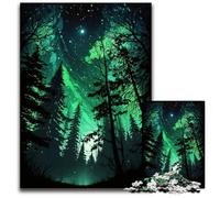 Green Forest Nights Jigsaw Puzzles for Adults 1000 Piece Wooden Jigsaw Puzzles for Teenagers Family Fun DIY Brain Teaser Game Gift 1000 PCS(38x26cm)