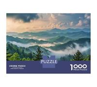 Green Forest Scene Jigsaws 1000 Pieces for Adults with Unique Shapes Centenary Jigsaws Layered Green Mountains As A Perfect Office Break Puzzle for Workplace Leisure 52x38cm/1000pcs