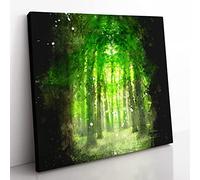 Green Forest Vol.2 Paint Splash Modern Canvas Wall Art Print Ready to Hang, Framed Picture for Living Room Bedroom Home Office Décor, 50x50 cm (20x20 Inch)