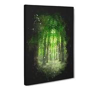 Green Forest Vol.2 Paint Splash Modern Canvas Wall Art Print Ready to Hang, Framed Picture for Living Room Bedroom Home Office Décor, 24x16 Inch (60x40 cm)