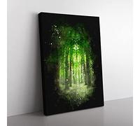 Green Forest Vol.2 Paint Splash Modern Canvas Wall Art Print Ready to Hang, Framed Picture for Living Room Bedroom Home Office Décor, 76x50 cm (30x20 Inch)