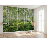 Green forest wallpaper sunny day living room wall mural 144x100inch trees
