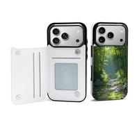 Green Forests Sunshine Tyndall Effect Wallet Phone Case Compatible with iPhone 17 Air Pro Max Flip Cover with Card Holder