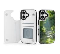 Green Forests Sunshine Tyndall Effect Wallet Phone Case Compatible with iPhone 17 Air Pro Max Flip Cover with Card Holder