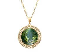 Green Forests Sunshine Tyndall Effect Womens Pendant Necklace Sliver Gold Charms Necklaces Circle Fashion Jewelry
