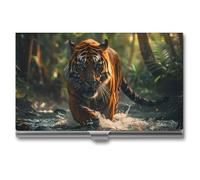 Green Forests Tiger Business Card Holder Metal Wallet Credit Card ID Case for Men Women