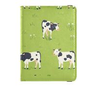 Green Fresh Black White Cows Leather Passport Holder Cover Wallet Passport Case Travel Documents Wallet Lightweight