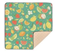 Green Fresh Fruits Summer Large Non-Slip Baby Playmat for Indoor Outdoor Cozy Breathable Infant Play Mat for Baby Kids Toddlers Infants, 50'' x 50''