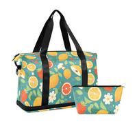 Green Fresh Fruits Summer Waterproof Overnight Travel Duffel Bag Weekender Overnight Bag with Adjustable Strap for Hiking