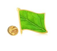 Green Fresh Illustration Pattern Golden Metal Flag Lapel Pin Badge
