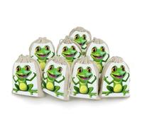 Green Frog Bunches Pocket Cotton And Hemp with Drawstring 8 Pieces Reusable Gift Bags Jewelry Pouch for Wedding DIY Craft Party (4.9 X 6.7 Inch)