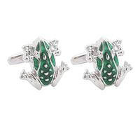 Green Frog Cuff Links Pair Alloy Shirt Studs for Men