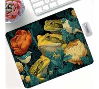 Green Frog Mouse Mat with Stitched Edges, Waterproof Mouse Pad for Computer Mice, Non-Slip Rubber Base Desk Mat, Improves Speed and Accuracy, Wear-Resistant for Home, Office, PC 250x200x3mm d0d-299