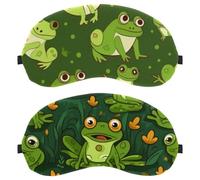 Green Frog on the Grass 2-Pack Light-Blocking Soft Breathable Sleep Mask Eye Masks Sleeping Mask