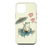 Green Frog Parasol Lotus Lily Pad Japanese Watercolor Case for iPhone 12 mini