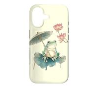 Green Frog Parasol Lotus Lily Pad Japanese Watercolor Case for iPhone 17