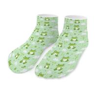 Green Frog Pattern Men's Ankle Low Socks 1 Pair No Show Sock Low-Cut Athletic Socks for Women