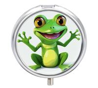 Green Frog Pill Box, 3 Compartment Small Pill Case Waterproof Travel Pill Organizer for Pocket Or Purse Portable Mini Medicine Tablet Vitamin Holder Pill Case