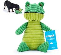 Green Frog Plush Dog Toy with Squeaker - Soft, ribbed fabric for interactive play. A great choice for small and medium dogs' playtime with squeaky toys.