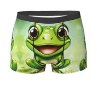 Green Frog Print Exceptional Elastic Sweat-Absorbing Boxer Briefs,Premium Elastic Boxers For Men, Black, XL