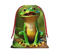 Green Frog Print Gift Drawstring Bag Reusable Pouch Party Favors Birthdays Weddings Daily Sack