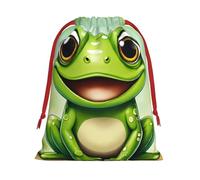 Green Frog Print Gift Reusable Bag Drawstring Festive Birthday Presents Daily Storage Office Supplies