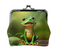 Green Frog print Small Pouch Kiss Lock Coin Purse for Women Coin Change Purse, Credit Card Wallet