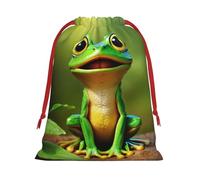 Green Frog print Super soft velvet drawstring storage bag, fit for Halloween promotion multifunctional bag