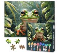 Green Frog Puzzles for Adults - Animals Challenging Jigsaw Puzzles for Adults, Rainforest Tropical Leaf Puzzle Difficult (27.5"x19.7"), Family Game Night Activity & Modern Home Wall Decor Gift