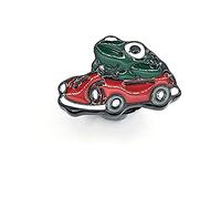 Green Frog Red Car Driving Mini Metal Enamel Cute Pin Badge