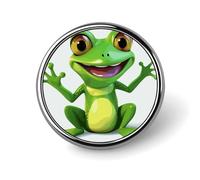 Green Frog Round Badge Cute Brooch Hats Jackets Decor Personalized Lapel Pin Clothing Jewelry Accessories for Wedding Party Gift