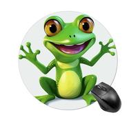 Green Frog Round Mouse Mat Premium-Textured Mouse Pad with Non-Slip Rubber Base Funny Desk Mousepad for Office and Home Use