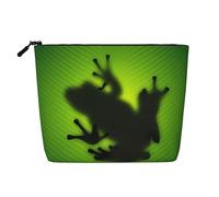 Green Frog Shadow Printed Fake Hemp Makeup Bag â€“ Travel Toiletry Organizer, Daily Storage, Business Trip Essential