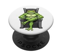 Green Frog Sitting on a Throne PopSockets Adhesive PopGrip