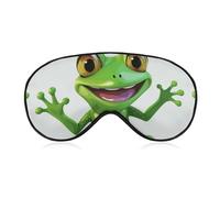 Green Frog Sleep Mask for Women Men Side Sleeper Eye Cover with Adjustable Strap Soft Breathable Blackout Mask Slip-Free Deep Sleeping Travel Essentials