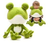 Green Frog Soft Toy with Bow Tie, Long Legged Frog Teddy Plushie, Soft Cuddly Stuffed Frog Doll for Kids Teens Adults, Cute Room Decor Gift for Frog Lovers, 38/55/73/85 cm (38cm)