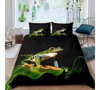 Green Frog Super King Size Duvet Cover Sets Cute Animals Bedding Set, 3D Print Ultra Soft Microfiber Quilt Cover 260x220cm Comforter Covers with Zippe and 2 Pillowcases A-2232