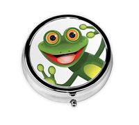 Green Frog This Small, Round Pill Box is a Portable Travel Medicine Organizer with Three compartments for Storing Daily medications.