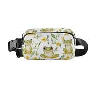 Green Frog Watercolour Yellow Flower Fashion Fanny Waist Pack for Men Women Water Resistant Bum Belt Bag with Adjustable Strap for Travel Gym Work, Green Frog Watercolour Yellow Flower, One Size