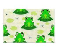 Green Frogs Cute Jigsaw 500 Piece Puzzles Adults Floral Art Painting Difficult Puzzle Game Puzzle Gifts, 20.5x14.9 Inch