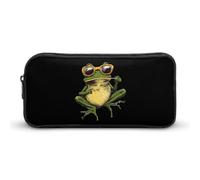 Green Frogs with Cigarette Simple Pencil Case Big Capacity Pouch Box Travel Makeup Bag