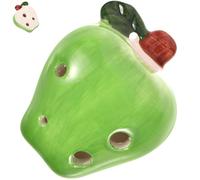 Green Fruit Shaped 6 Hole Ceramic Ocarina for Beginner Players | Hanging Rope Included, Standard Tone, Portable Lightweight Design, Suitable for Children and Adults