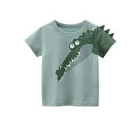 Green Fun Little Crocodile Cartoon Star Print Birthday Kids T-Shirt Party Shirt T-Shirt Cotton T-Shirt Printed Short Sleeve Children's Clothing,A1-8-A,140