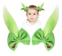 Green Furry Hair Bow Clip Costume Accessories for Girls Women Christmas Theme Party