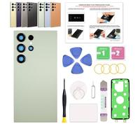 GREEN FUSION Compatible with Galaxy S24 Ultra Back Cover Replacement, S24 Ultra 5G SM-S928 Back Glass Door with Pre-Installed Camera Lens, Repair Tools & Instruction, Green